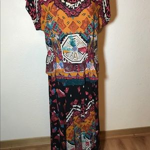 COPY - Vintage 1990's Skirt And Shirt With Aztec Design